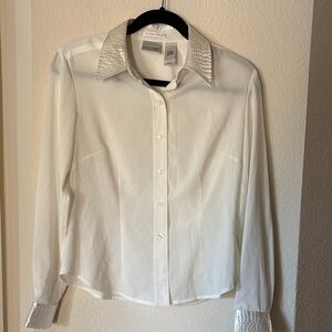 Liz Claiborne Villager White Stretch Shirt
